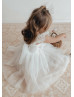 Flutter Sleeves Ivory Cotton Tulle Gorgeous Flower Girl Dress